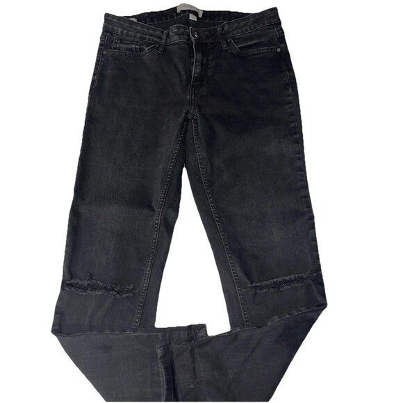 Calvin Klein ankle skinny size 12 distressed black jeans - Picture 1 of 8